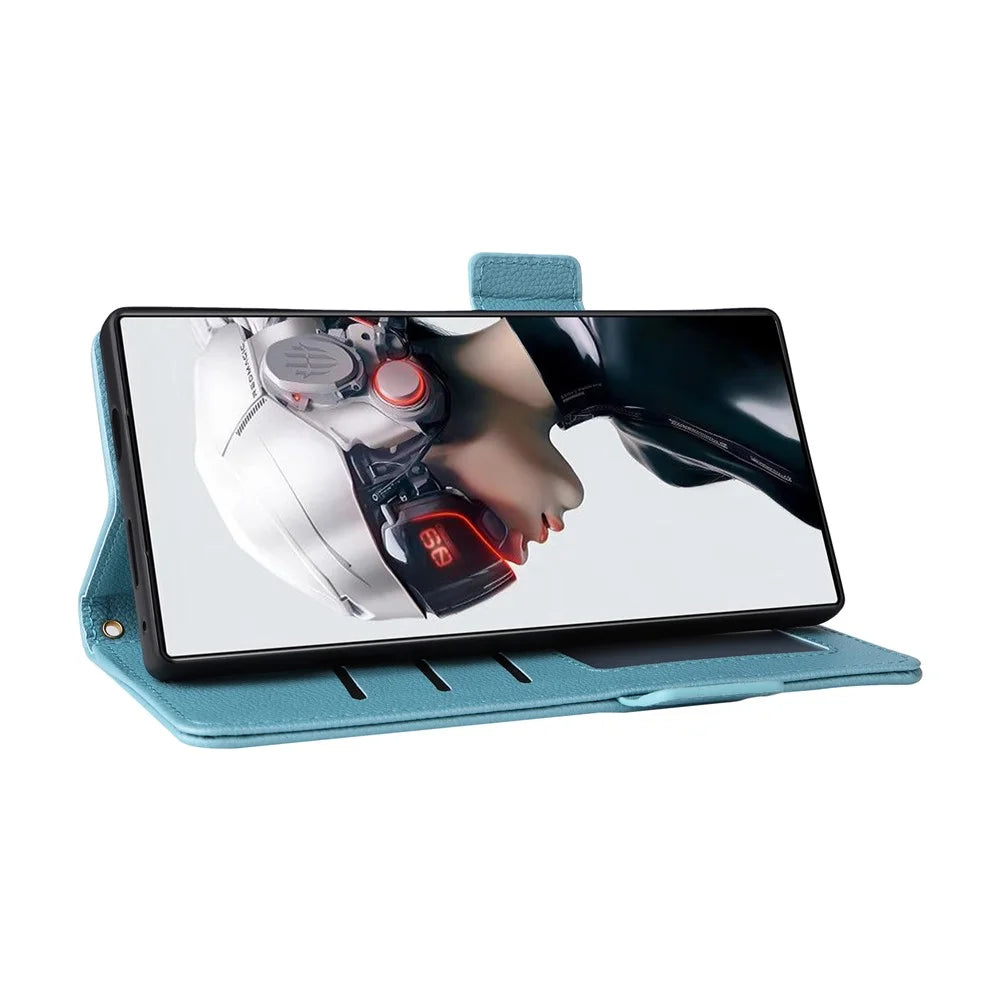 For ZTE nubia Red Magic 9 Pro 5G / 9 Pro+ 5G Phone Folio Case Litchi Texture Wallet Cover - Baby Blue - 3