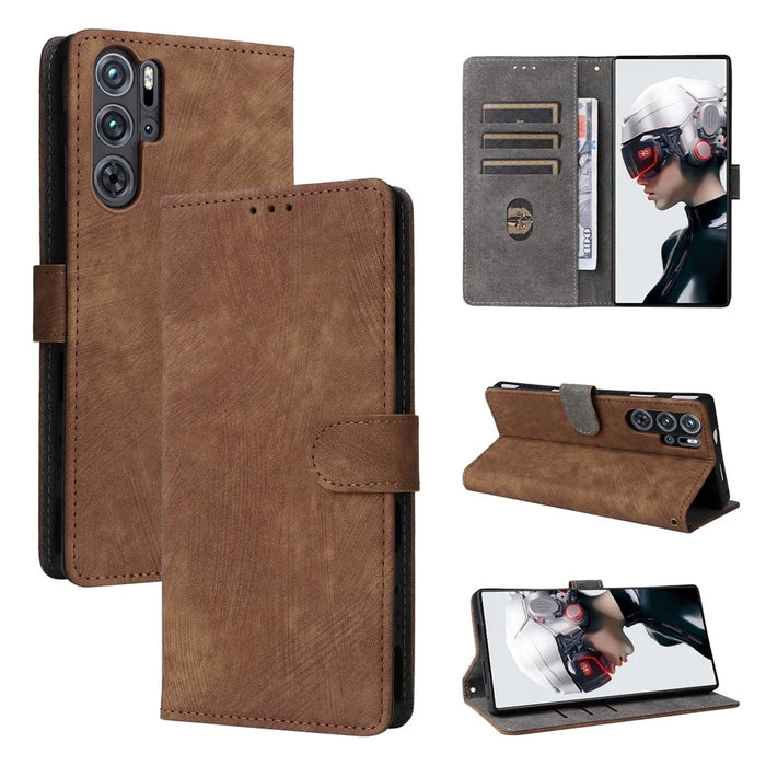 For ZTE nubia Red Magic 9 Pro 5G  /  9 Pro+ 5G Case Leather RFID Blocking Phone Cover - Brown - 7