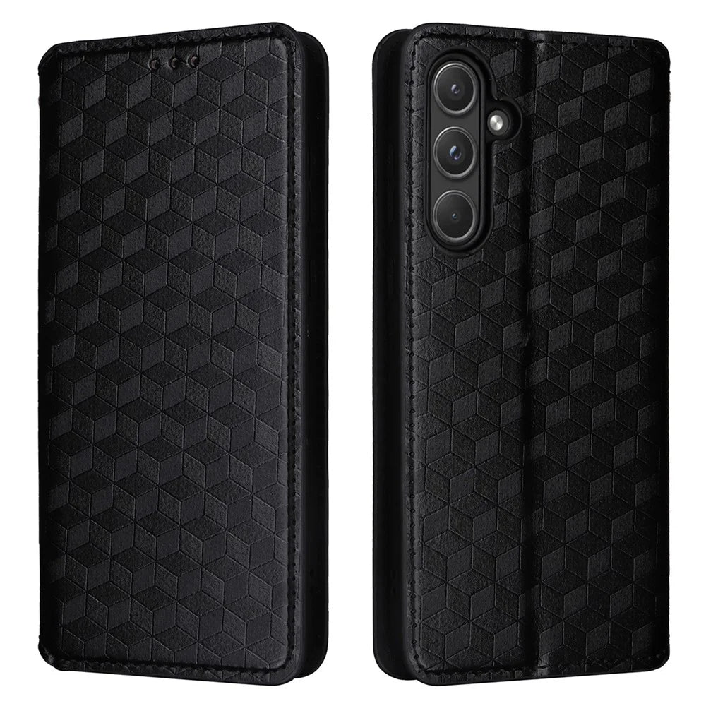 For Samsung Galaxy A55 5G Anti-Scratch Phone Case Stand Magnetic Cell Phone Cover - Black - 1