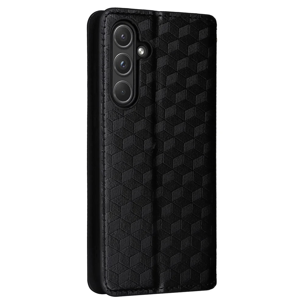 For Samsung Galaxy A55 5G Anti-Scratch Phone Case Stand Magnetic Cell Phone Cover - Black - 6