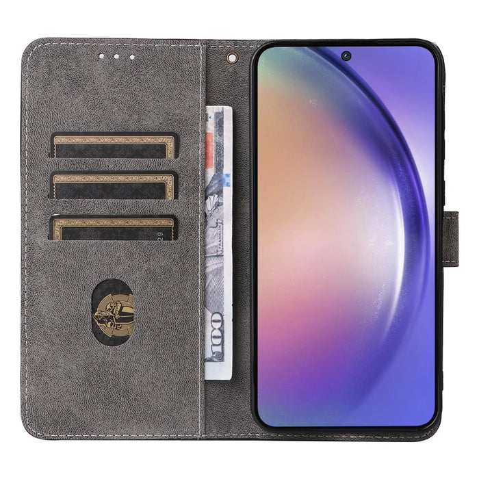 For Samsung Galaxy A55 5G Stand Case Shockproof Shell RFID Blocking Phone Cover Wallet - Brown - 2