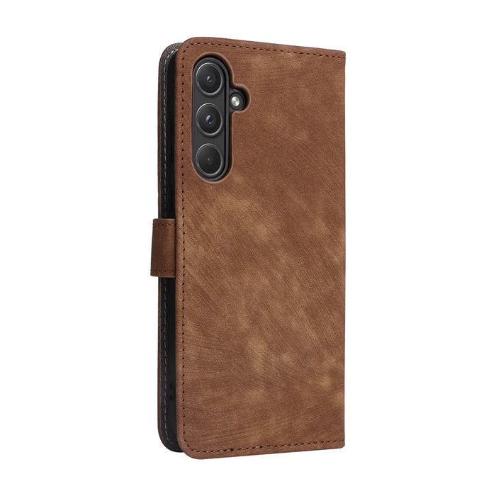 For Samsung Galaxy A55 5G Stand Case Shockproof Shell RFID Blocking Phone Cover Wallet - Brown - 6