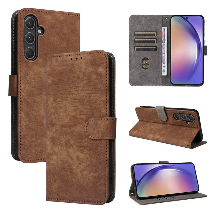For Samsung Galaxy A55 5G Stand Case Shockproof Shell RFID Blocking Phone Cover Wallet - Brown - 7