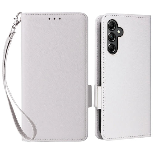 For Samsung Galaxy A15 4G / 5G Wallet Case PU Leather Litchi Texture Phone Stand Cover - White - 1