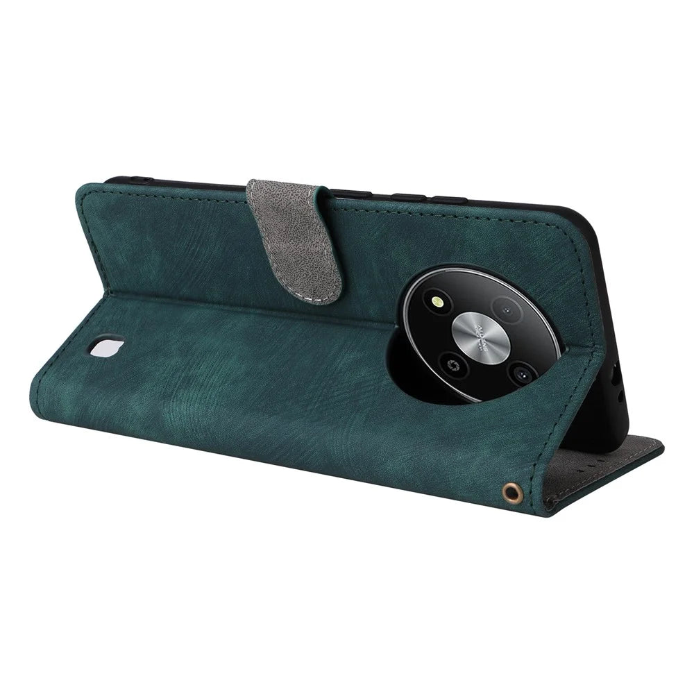 For ZTE Blade A73 Pro 5G / A73 5G / Optus X Pro 5G Case RFID Blocking Card Slots Phone Cover with Hand Strap - Green - 4