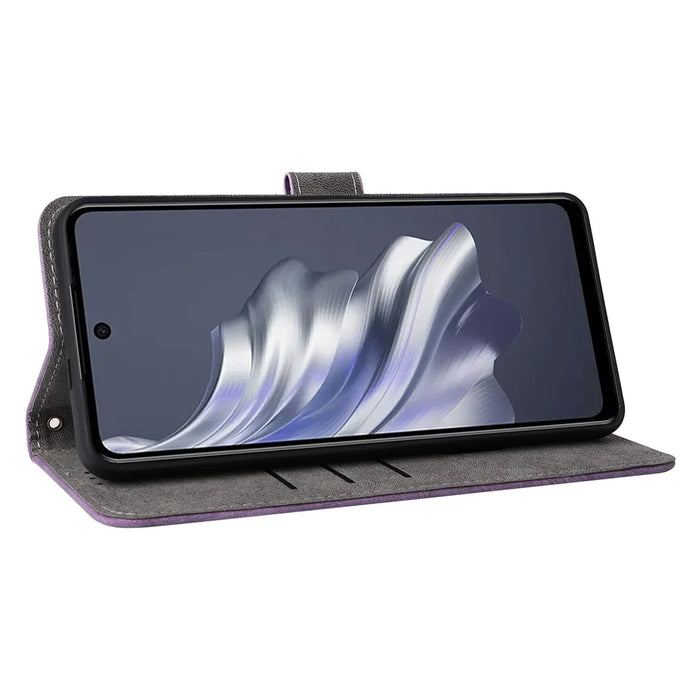 For TECNO Spark 20 Pro KJ6 Case RFID Blocking PU Leather+TPU Cell Phone Cover with Strap - Purple - 3