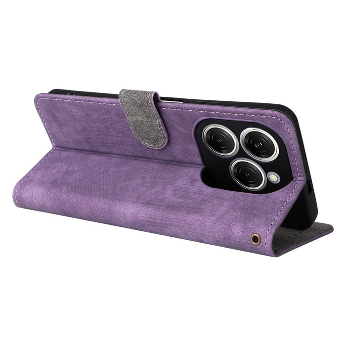 For TECNO Spark 20 Pro KJ6 Case RFID Blocking PU Leather+TPU Cell Phone Cover with Strap - Purple - 4