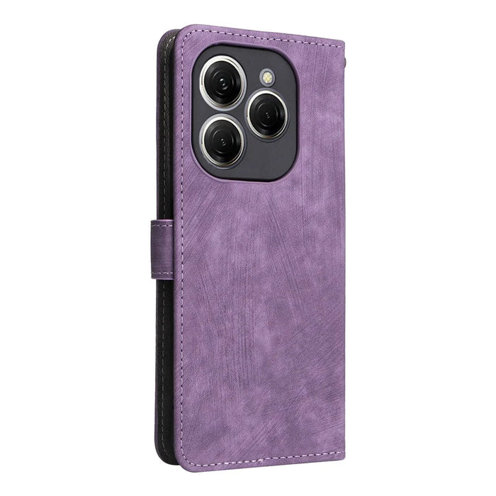 For TECNO Spark 20 Pro KJ6 Case RFID Blocking PU Leather+TPU Cell Phone Cover with Strap - Purple - 6