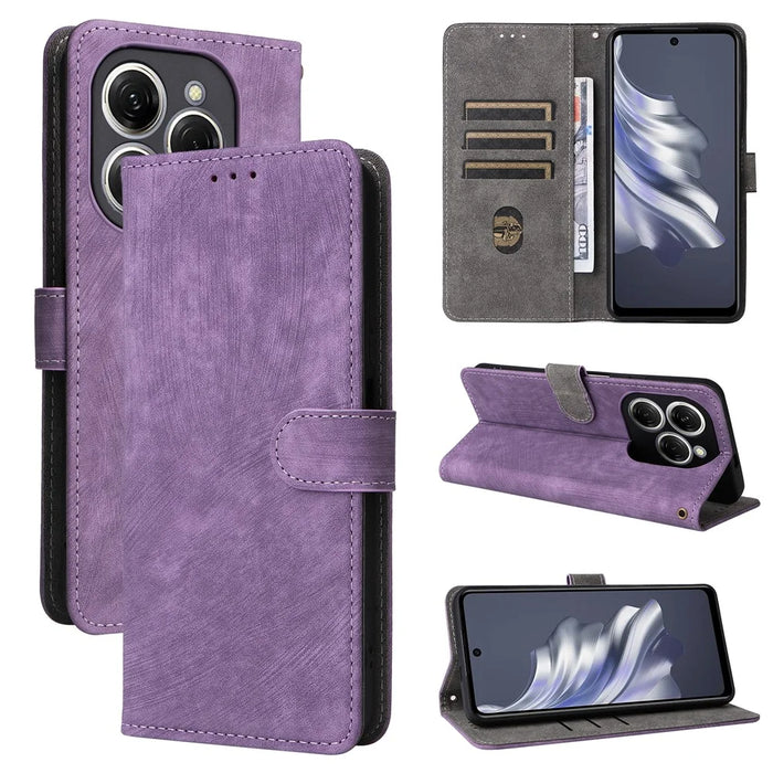 For TECNO Spark 20 Pro KJ6 Case RFID Blocking PU Leather+TPU Cell Phone Cover with Strap - Purple - 7