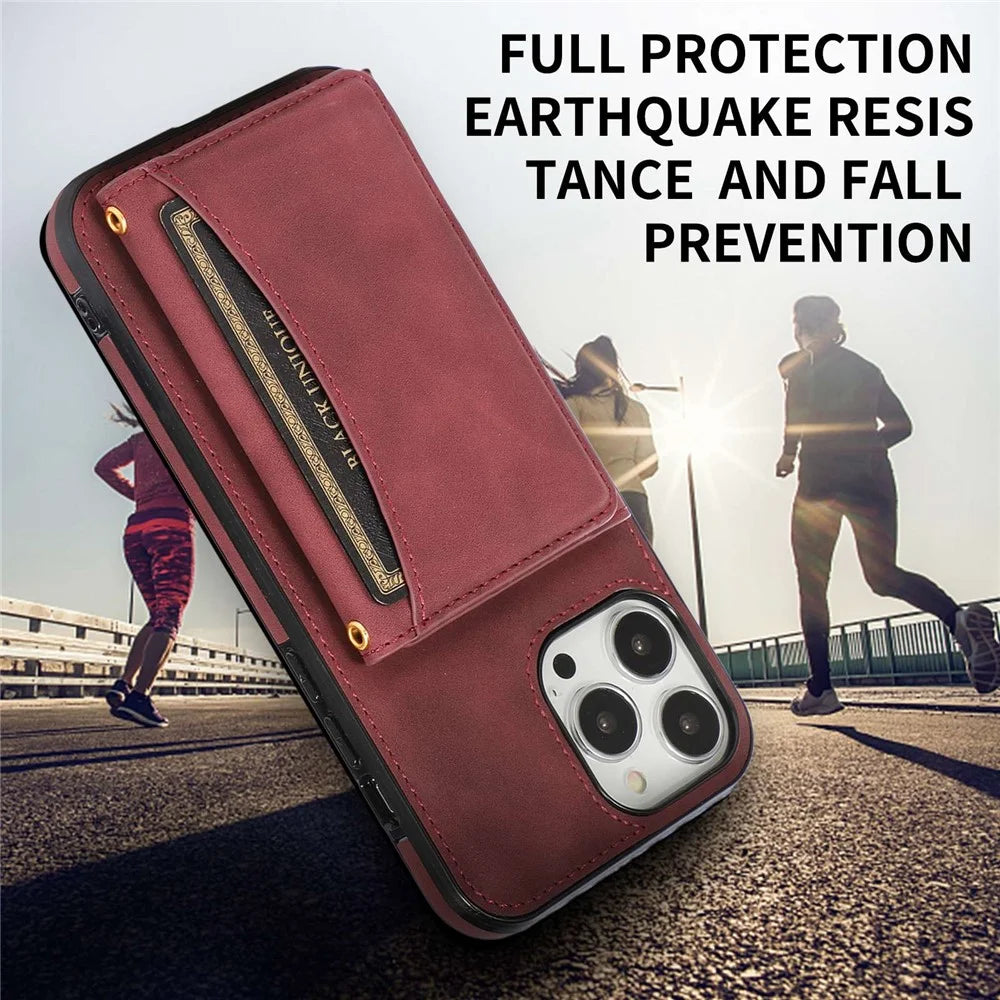 For iPhone 12 Pro Max 6.7 inch Cell Phone Case Tri-fold Wallet Anti-scratch PU Leather+TPU Cover - Wine Red - 7
