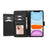 For iPhone 11 Cell Phone Case Lines Imprinted Built-in Mirror Anti-drop Leather Cover with 2 Straps - Black - 2