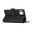 For iPhone 11 Cell Phone Case Lines Imprinted Built-in Mirror Anti-drop Leather Cover with 2 Straps - Black - 4