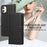 For iPhone 11 Cell Phone Case Lines Imprinted Built-in Mirror Anti-drop Leather Cover with 2 Straps - Black - 5