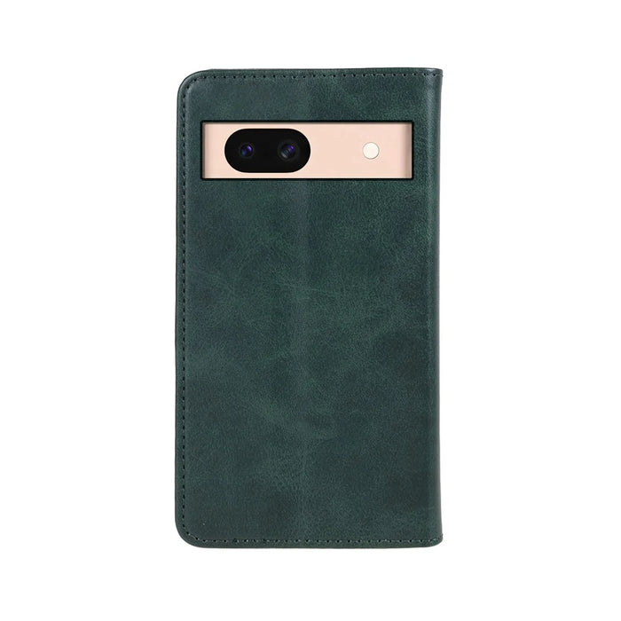 For Google Pixel 8a Case PU Leather Calf Texture Business Style Magnetic Closing Phone Cover - Green - 7