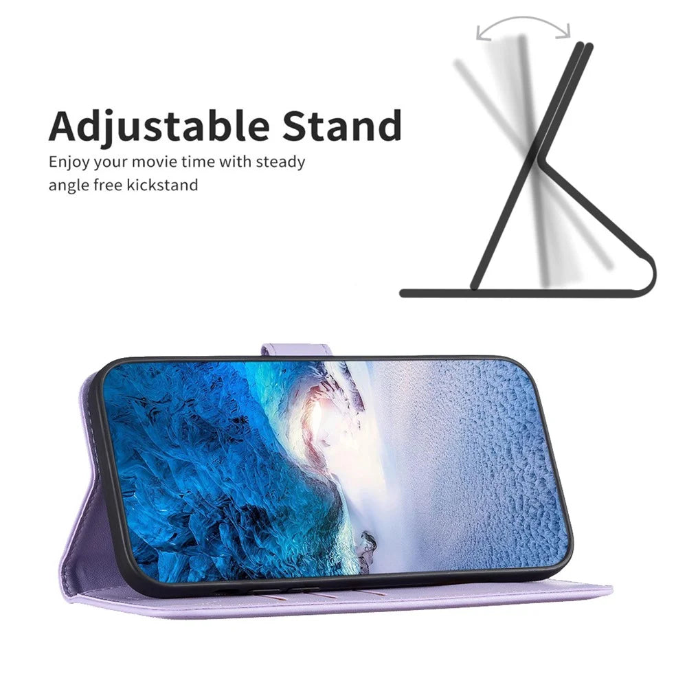 BINFEN COLOR BF17 For Samsung Galaxy Xcover7 Flip Leather Case Wallet Phone Cover - Purple - 3