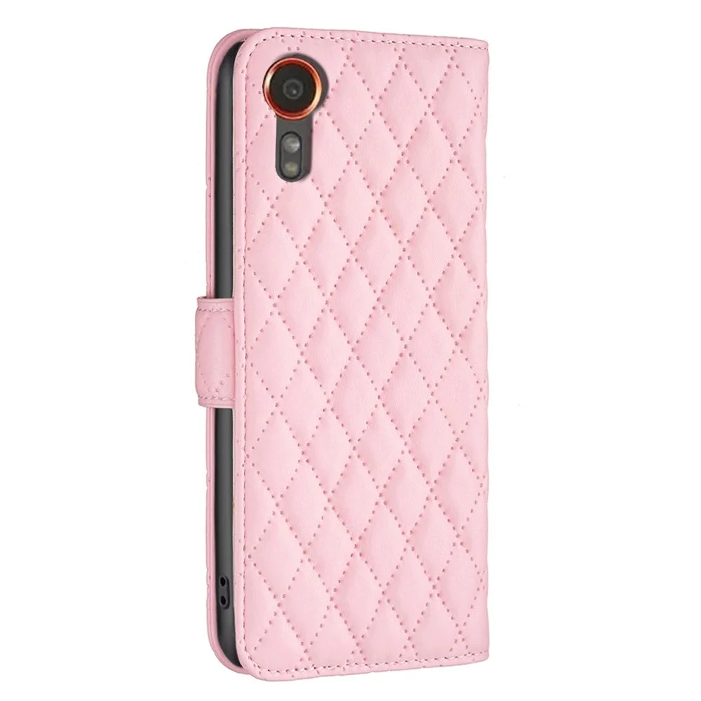 BINFEN COLOR BF Style-14 For Samsung Galaxy Xcover7 Wallet Case Imprinted Leather Cover - Pink - 6