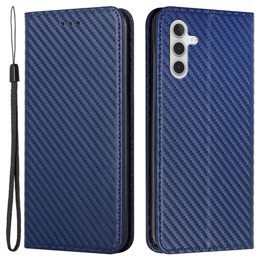 For Samsung Galaxy A55 5G Case Leather Magnetic Absorption Phone Wallet Cover - Blue - 1