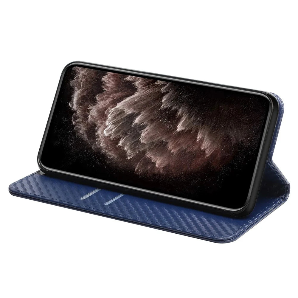 For Samsung Galaxy A55 5G Case Leather Magnetic Absorption Phone Wallet Cover - Blue - 3