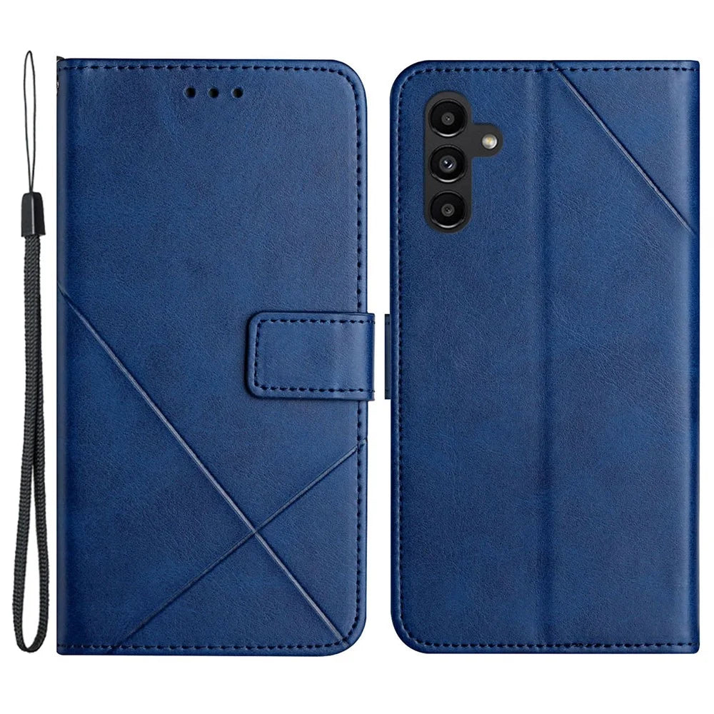 For Samsung Galaxy A35 5G Phone Cover Imprinted Anti-fall Leather Wallet Stand Case - Blue - 1