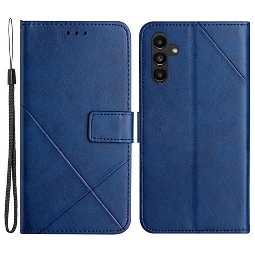 For Samsung Galaxy A35 5G Phone Cover Imprinted Anti-fall Leather Wallet Stand Case - Blue - 1