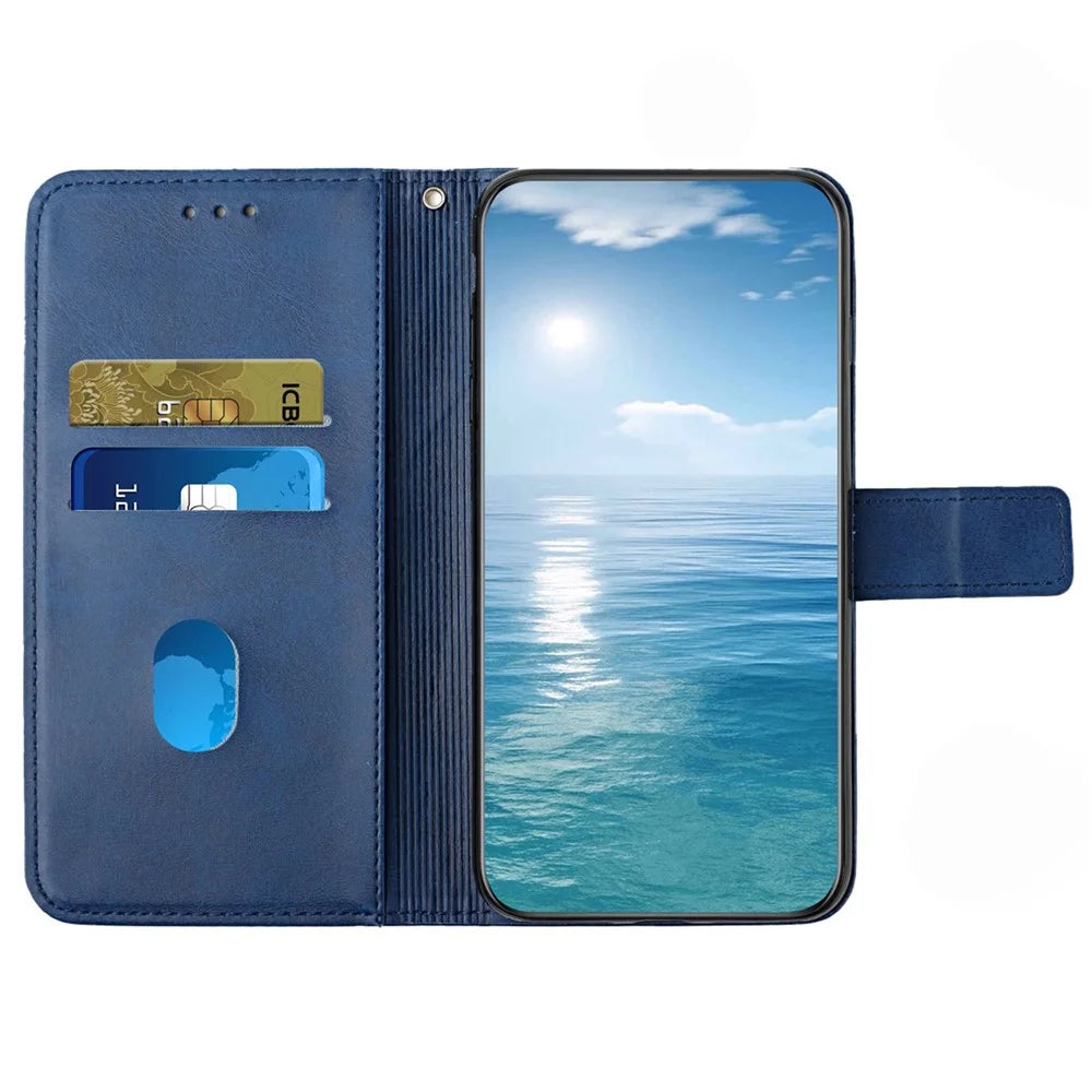 For Samsung Galaxy A35 5G Phone Cover Imprinted Anti-fall Leather Wallet Stand Case - Blue - 2