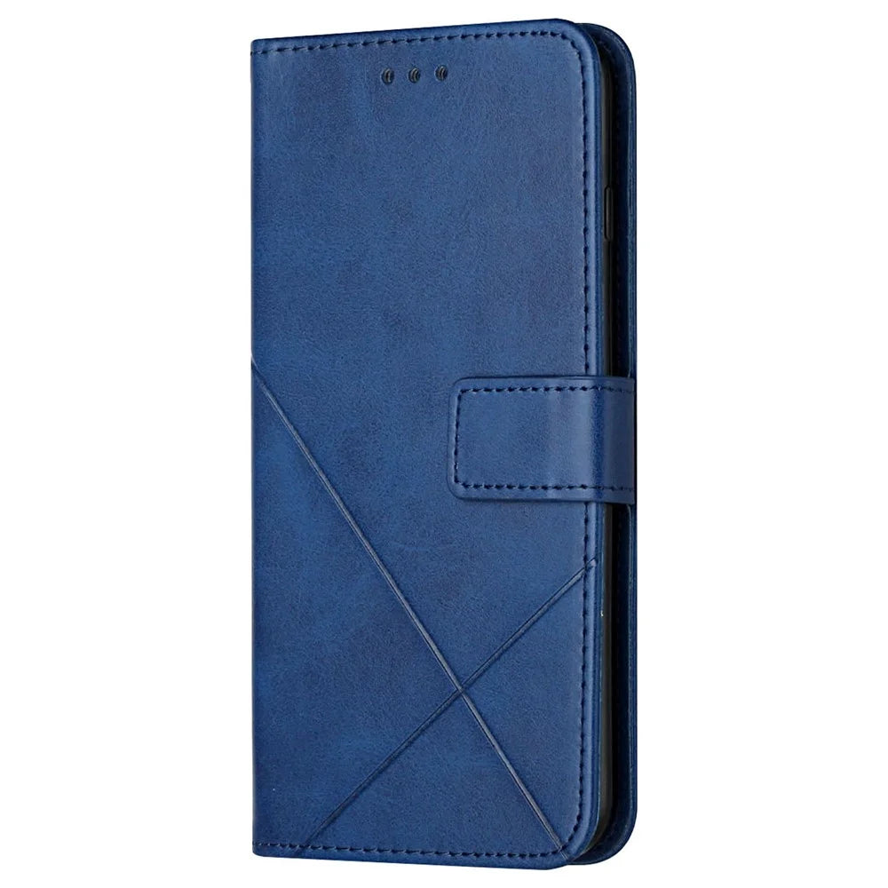 For Samsung Galaxy A35 5G Phone Cover Imprinted Anti-fall Leather Wallet Stand Case - Blue - 6