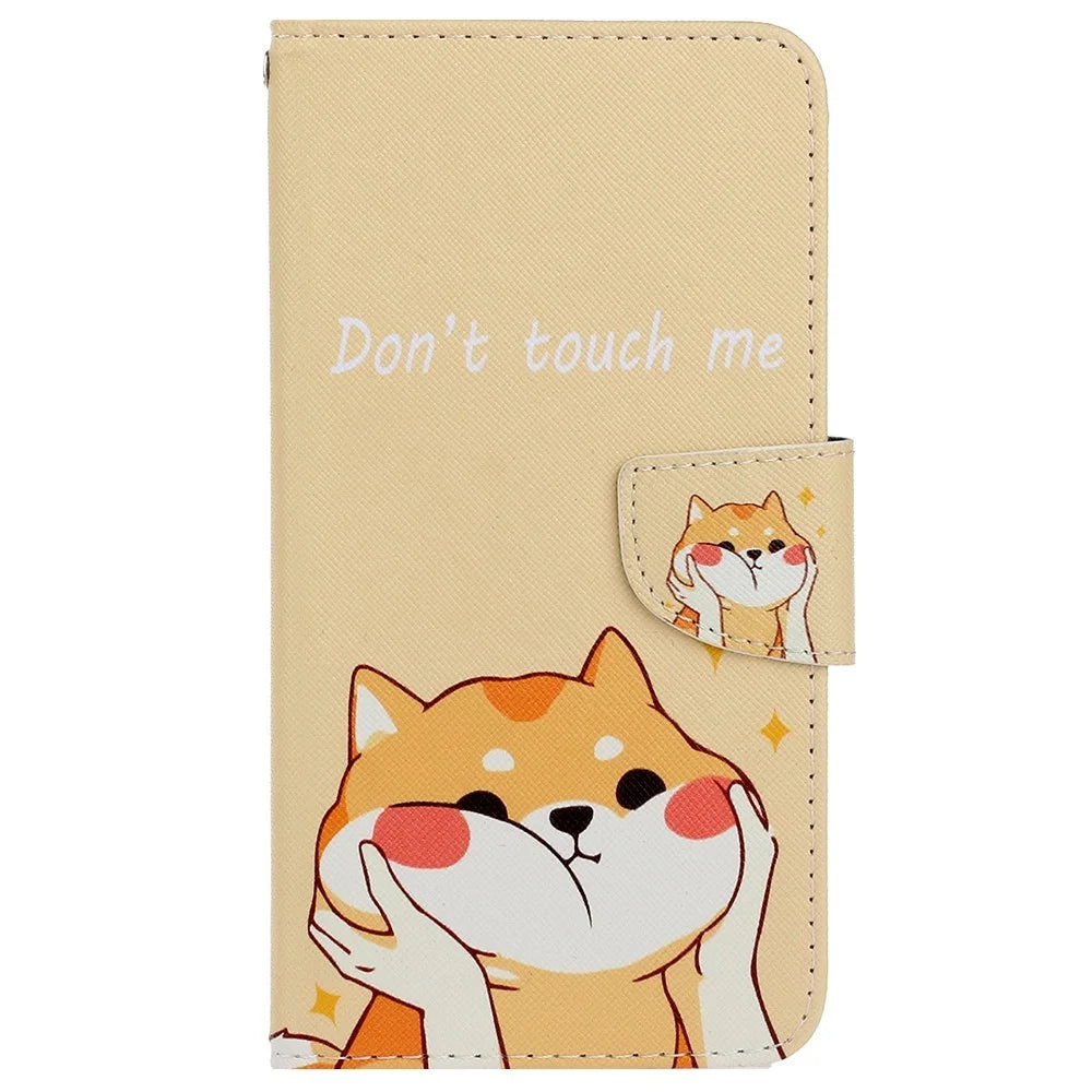 Leather Case for Samsung Galaxy A55 5G Shell Pattern Print Design Wallet Phone Cover - Akita Dog - 6