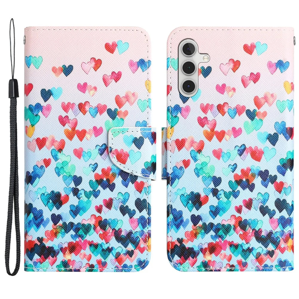 For Samsung Galaxy A35 5G Case Pattern Printing PU Leather Phone Stand Cover - Love Heart - 1