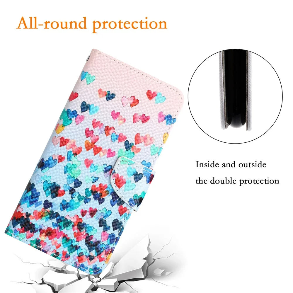 For Samsung Galaxy A35 5G Case Pattern Printing PU Leather Phone Stand Cover - Love Heart - 5