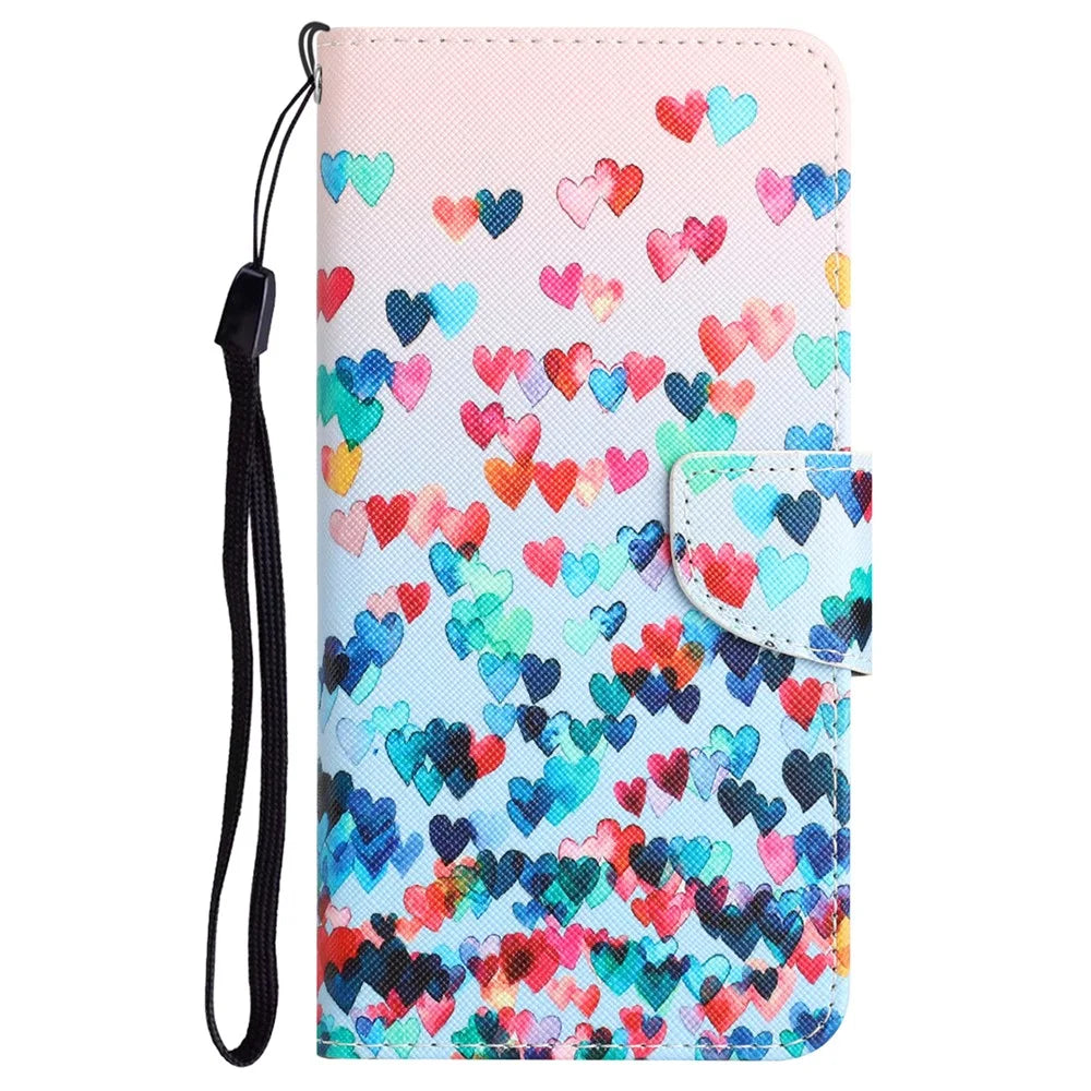 For Samsung Galaxy A35 5G Case Pattern Printing PU Leather Phone Stand Cover - Love Heart - 6