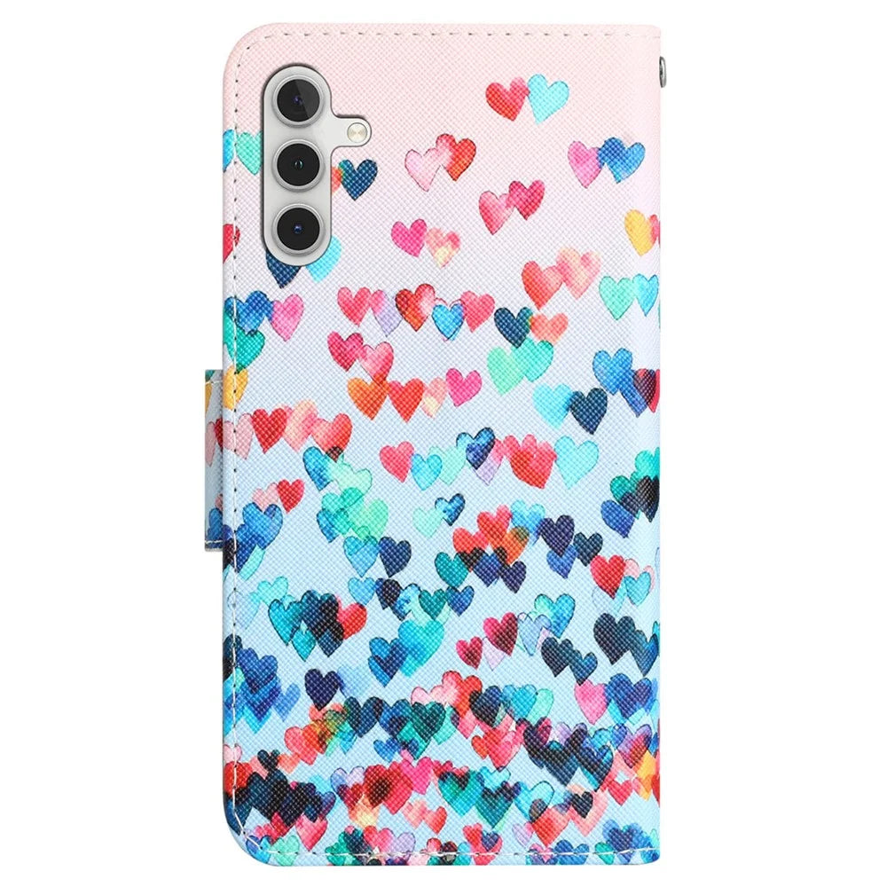 For Samsung Galaxy A35 5G Case Pattern Printing PU Leather Phone Stand Cover - Love Heart - 7