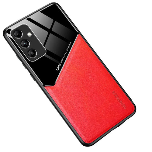 For Samsung Galaxy S24 Scratch Resistant Case Magnetic Car Mount PU+TPU+PC Cover - Red - 1