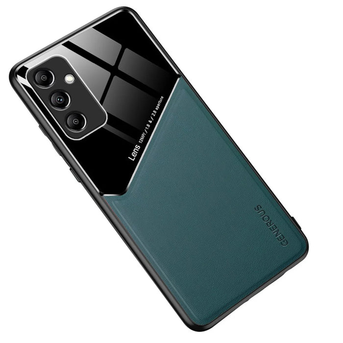 Back Shell for Samsung Galaxy A05s 4G Magnetic Car Mount Phone Guard PU+TPU+PC Cover - Green - 1