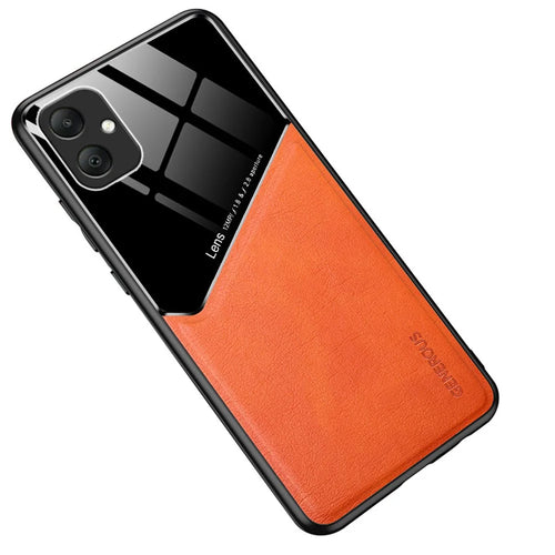 For Samsung Galaxy A05 4G Case PU+TPU+PC Magnetic Car Mount Phone Cover - Orange - 1
