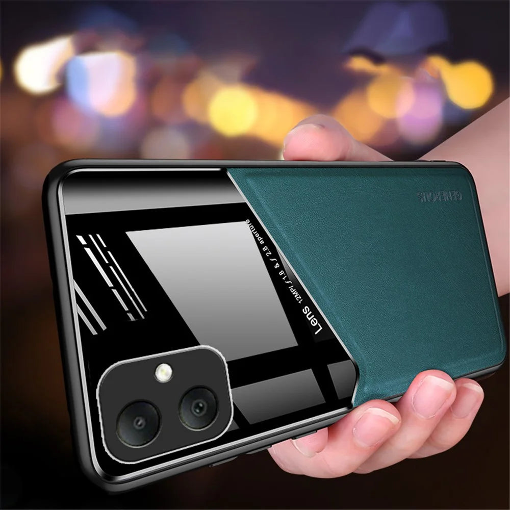 For Samsung Galaxy A05 4G Case PU+TPU+PC Magnetic Car Mount Phone Cover - Orange - 3