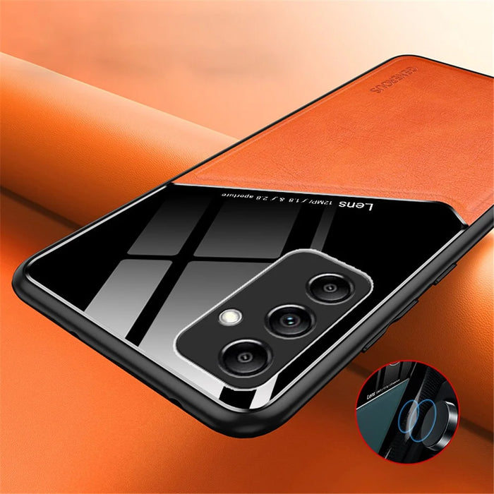 For Samsung Galaxy A15 4G / 5G Case Magnetic Car Mount PU+TPU+PC Mobile Phone Cover - Orange - 2