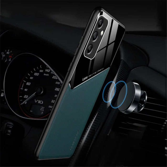 For Samsung Galaxy A15 4G / 5G Case Magnetic Car Mount PU+TPU+PC Mobile Phone Cover - Orange - 5
