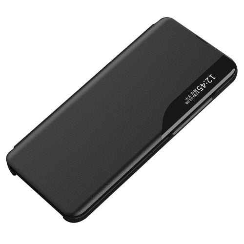 For Samsung Galaxy A13 4G Case View Window PU Leather Stand Cover - Black - 1