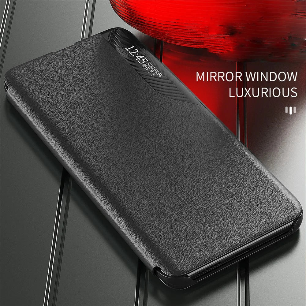 For Samsung Galaxy A13 4G Case View Window PU Leather Stand Cover - Black - 3