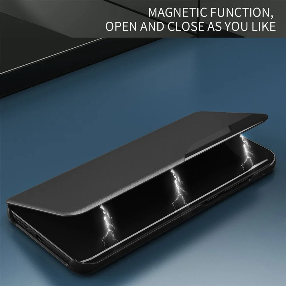 For Samsung Galaxy A13 4G Case View Window PU Leather Stand Cover - Black - 6