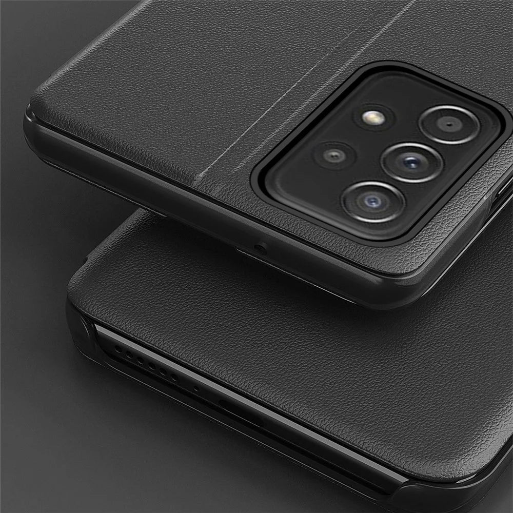 For Samsung Galaxy A13 4G Case View Window PU Leather Stand Cover - Black - 7