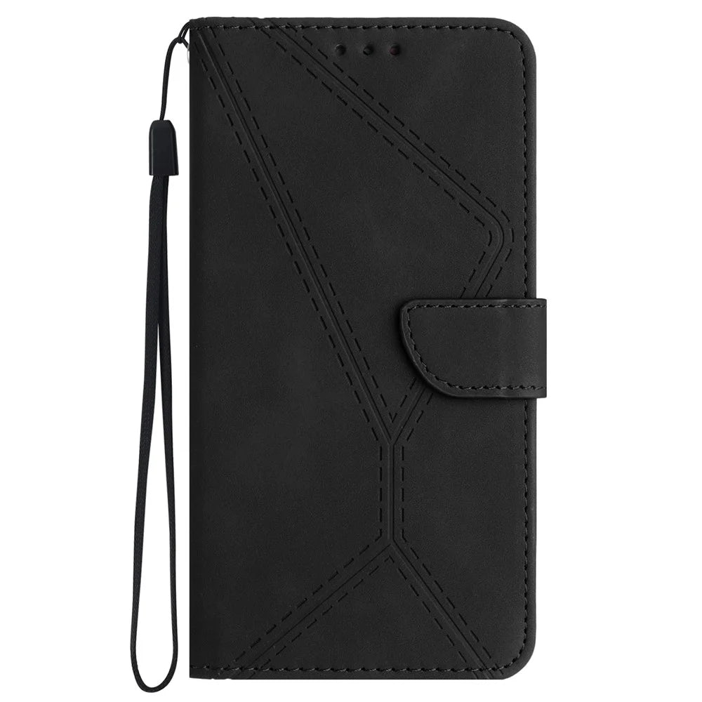 HT05 For Samsung Galaxy Xcover7 Flip Leather Case Phone Cover with Wallet - Black - 7