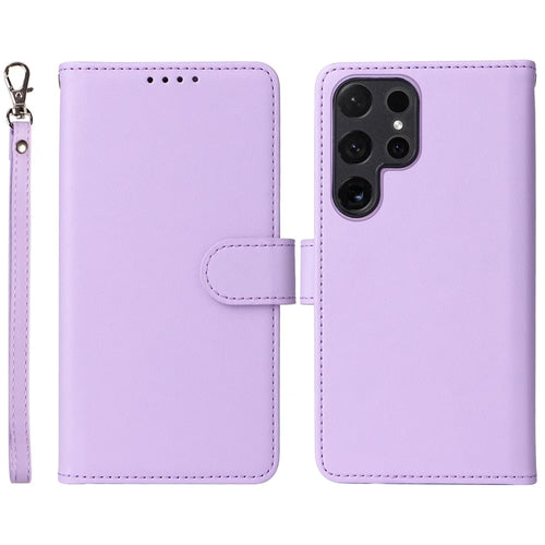 For Samsung Galaxy S24 Ultra Magnetic Case BETOPNICE Detachable PU Leather Phone Cover with Strap - Purple - 1