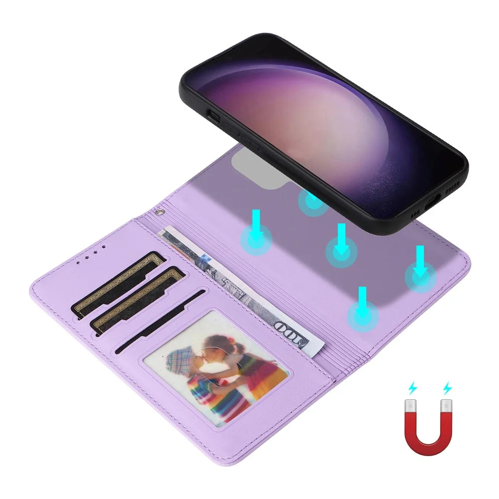 For Samsung Galaxy S24 Ultra Magnetic Case BETOPNICE Detachable PU Leather Phone Cover with Strap - Purple - 3
