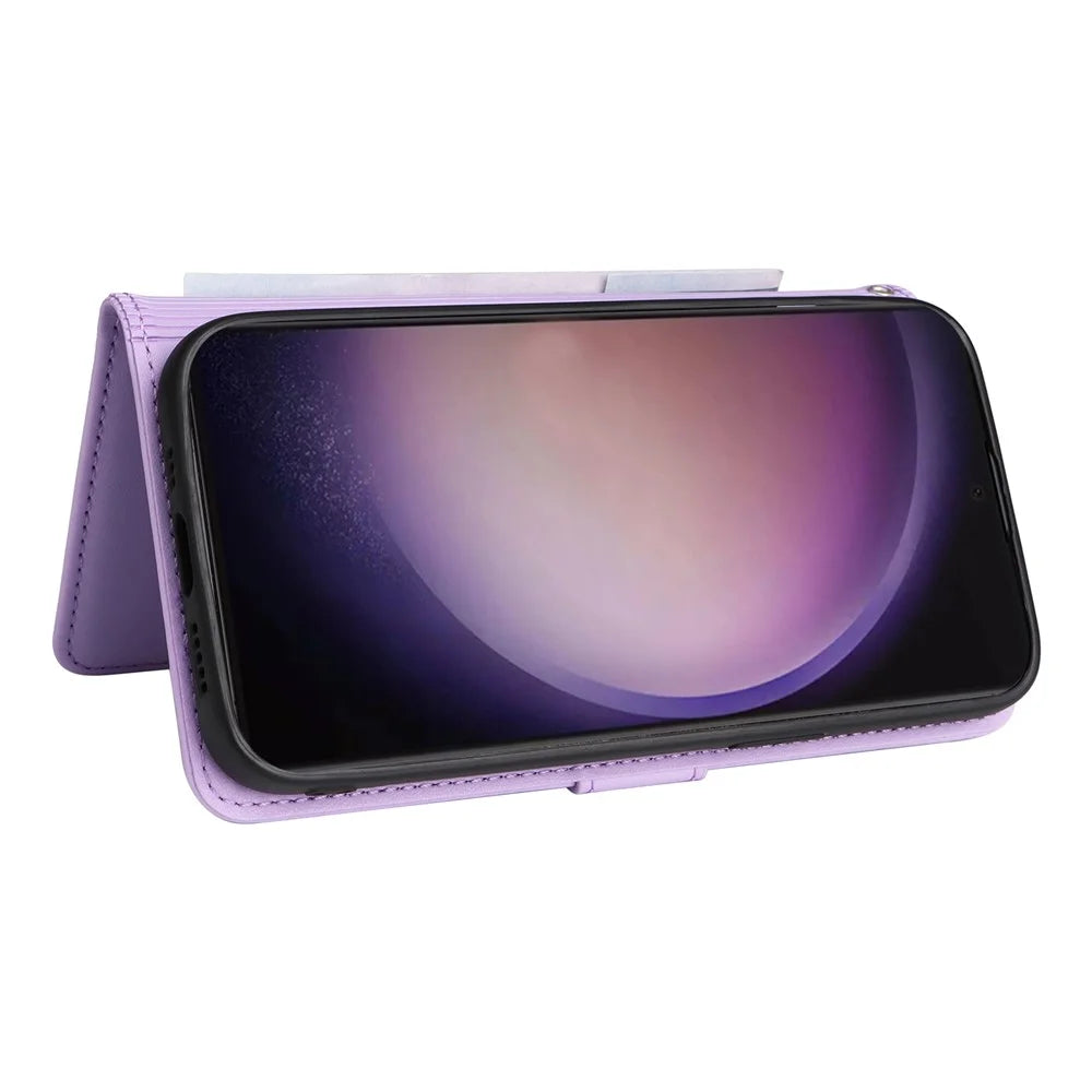 For Samsung Galaxy S24 Ultra Magnetic Case BETOPNICE Detachable PU Leather Phone Cover with Strap - Purple - 4