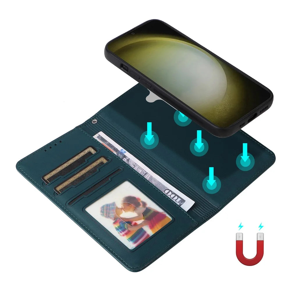 For Samsung Galaxy S24+ Magnetic Case BETOPNICE Detachable PU Leather Phone Cover with Strap - Blue - 3
