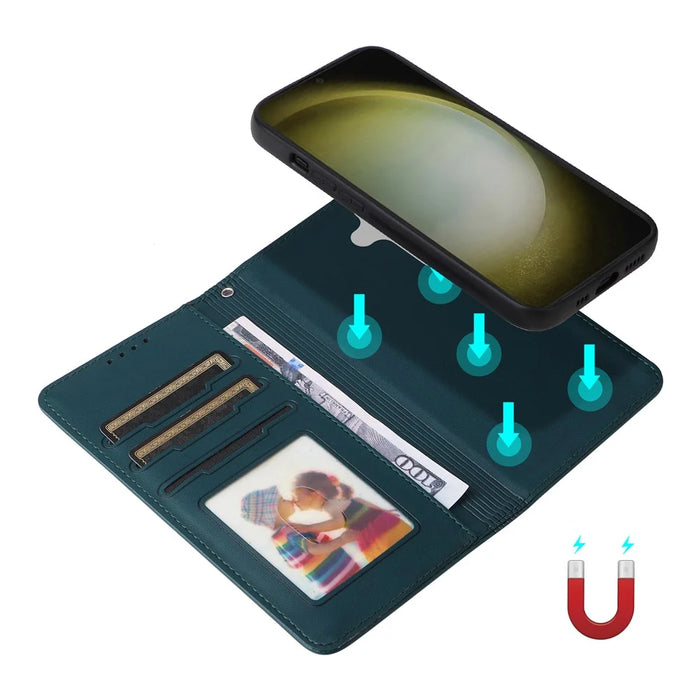 For Samsung Galaxy S24+ Magnetic Case BETOPNICE Detachable PU Leather Phone Cover with Strap - Blue - 3