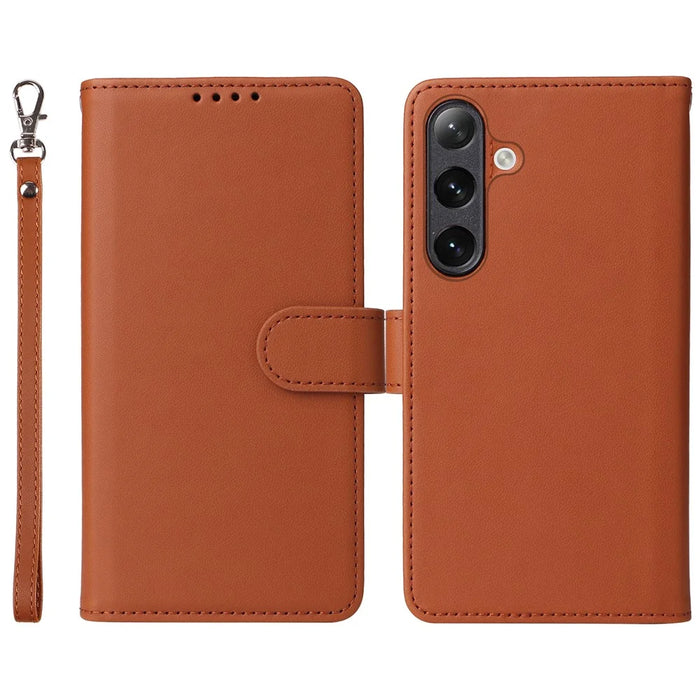 For Samsung Galaxy S24 Magnetic Case BETOPNICE Detachable PU Leather Phone Cover with Strap - Brown - 1