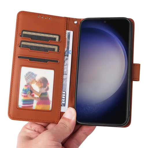 For Samsung Galaxy S24 Magnetic Case BETOPNICE Detachable PU Leather Phone Cover with Strap - Brown - 2