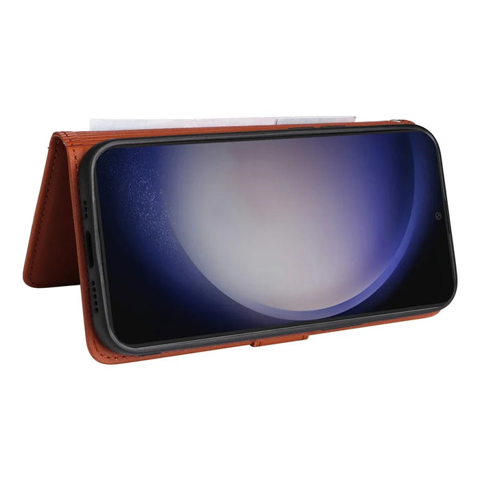 For Samsung Galaxy S24 Magnetic Case BETOPNICE Detachable PU Leather Phone Cover with Strap - Brown - 4